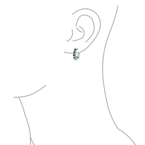 Wave Round Solitaire CZ Kpop Hoop Earrings Birthstone Colors