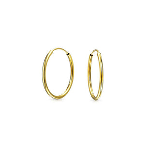Minimalist Tiny Endless Real 14K Gold Hoop Earrings For Women For Teen - Joyeria Lady