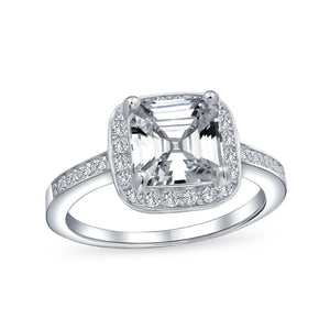 Square AAA CZ Asscher Cut 925 Sterling Silver Band 3CT Engagement Ring