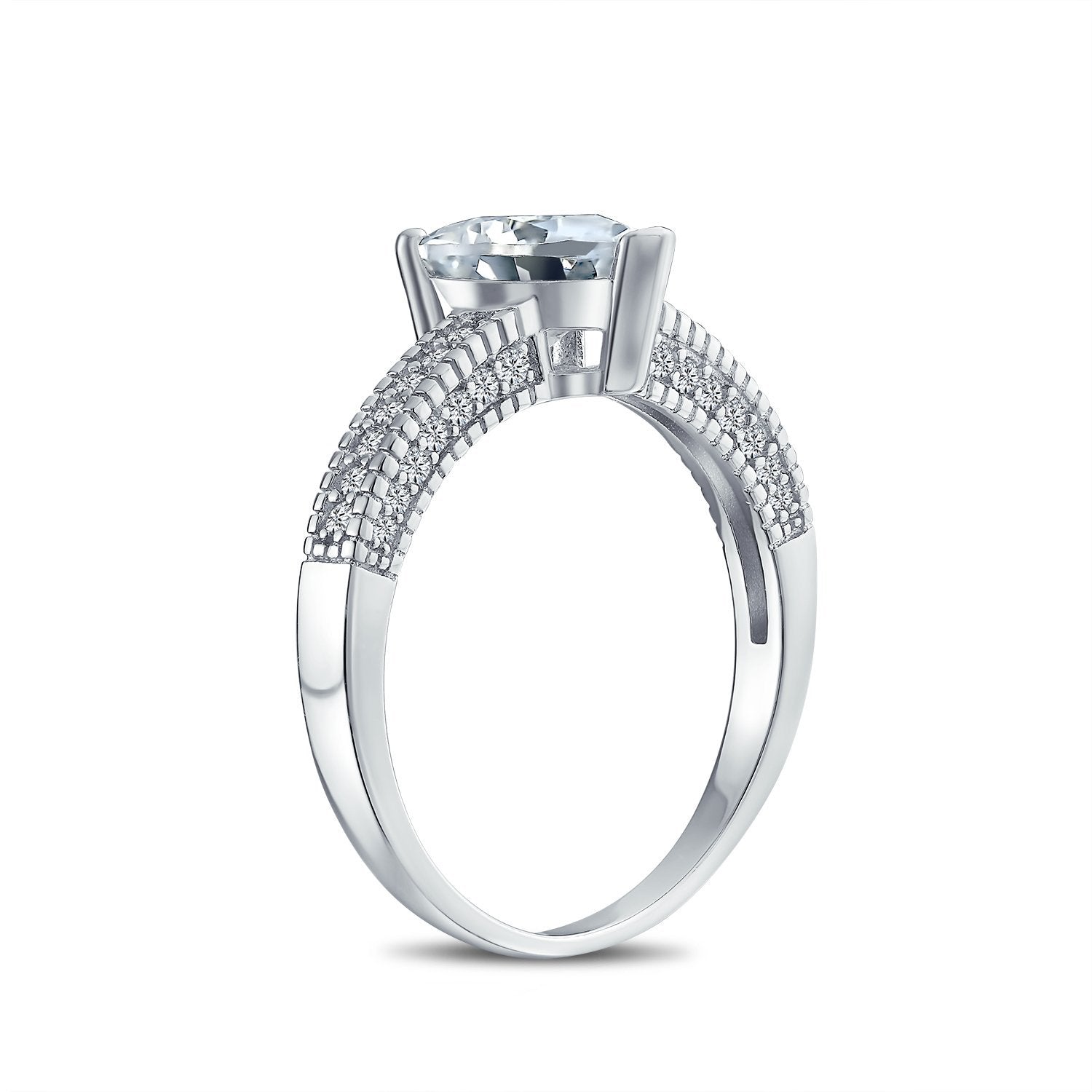 2CT AAA CZ Solitaire Heart Engagement Ring Band Ring Sterling Silver - Joyeria Lady
