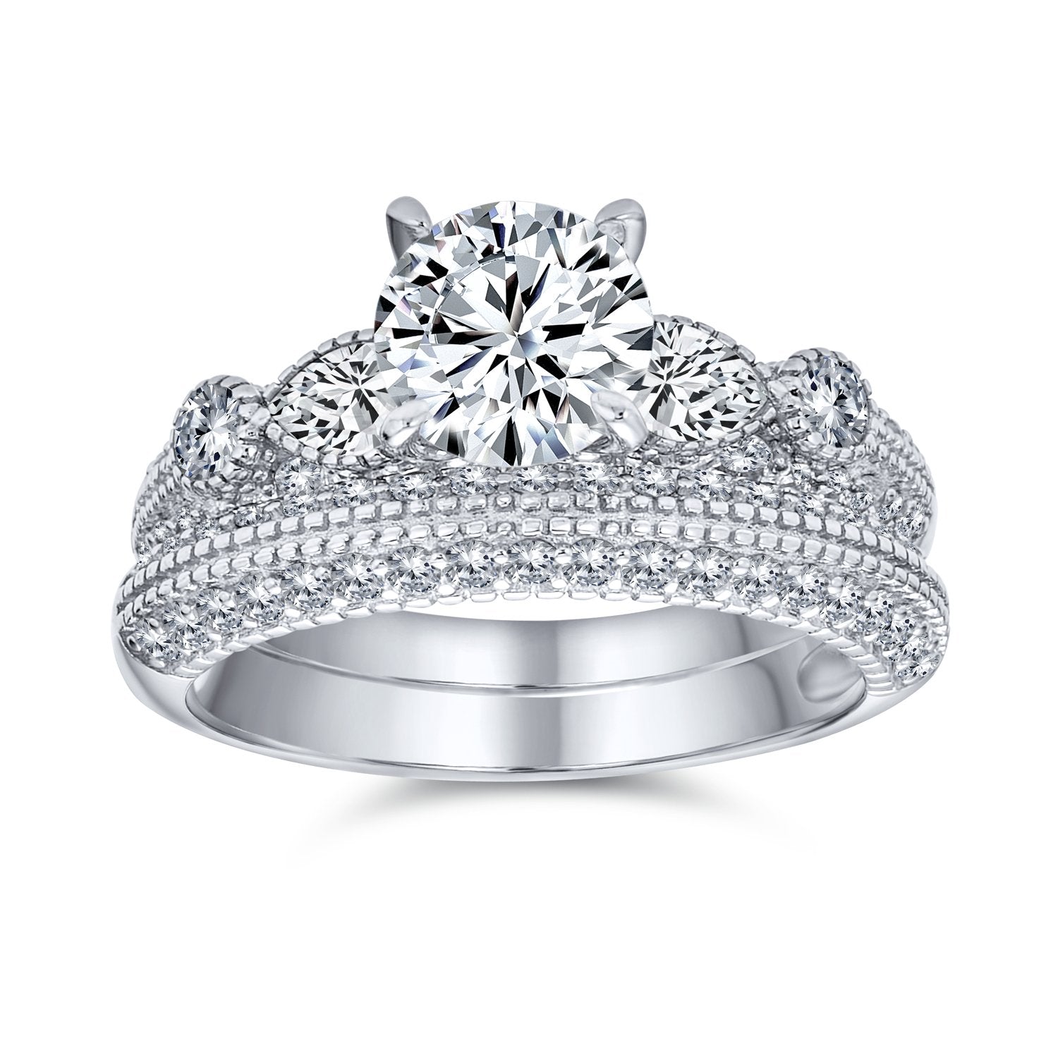 Conjuntos de anillos compromiso de plata - Joyeria Lady