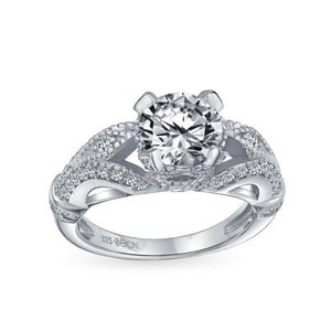 3CT Solitaire 925 Sterling Silver Filigree AAA CZ Engagement Ring