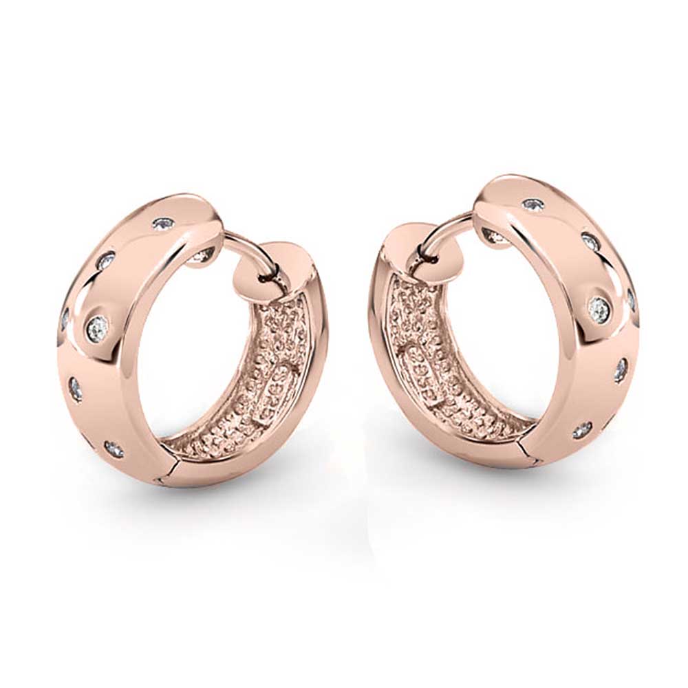 Zig Zag Cubic Zirconia Kpop Huggie Hoop Earrings 925 Sterling Silver - Joyeria Lady