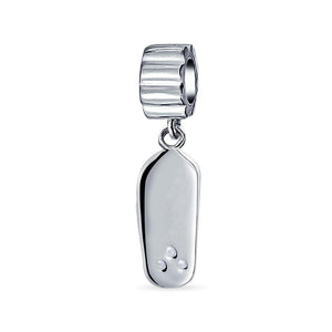 Flip Flop Sandal CZ Dangle Travel Charm Bead 925 Sterling Silver