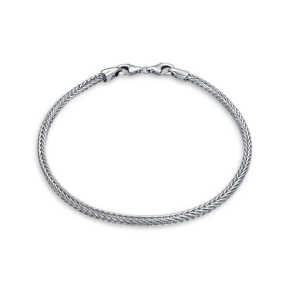 Foxtail Chain Starter Charm European Beads Bracelet Sterling Silver - Joyeria Lady