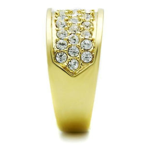 GL002 IP Gold(Ion Plating) Brass Ring with Top Grade Crystal in Clear