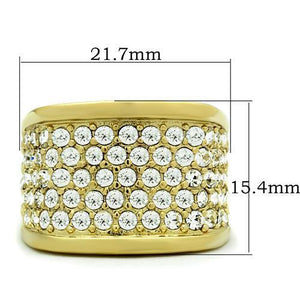 GL006 IP Gold(Ion Plating) Brass Ring with Top Grade Crystal in Clear