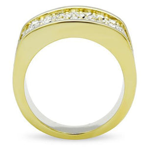GL006 IP Gold(Ion Plating) Brass Ring with Top Grade Crystal in Clear