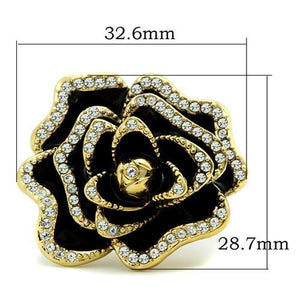 GL021 IP Gold(Ion Plating) Brass Ring with Top Grade Crystal in Clear