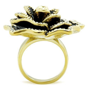 GL021 IP Gold(Ion Plating) Brass Ring with Top Grade Crystal in Clear