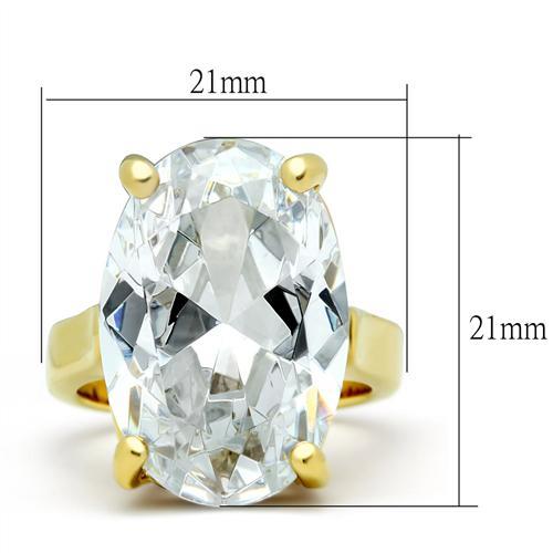 GL083 IP Gold(Ion Plating) Brass Ring with AAA Grade CZ in Clear - Joyeria Lady