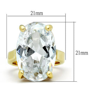 GL083 IP Gold(Ion Plating) Brass Ring with AAA Grade CZ in Clear