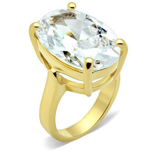 GL083 IP Gold(Ion Plating) Brass Ring with AAA Grade CZ in Clear - Joyeria Lady
