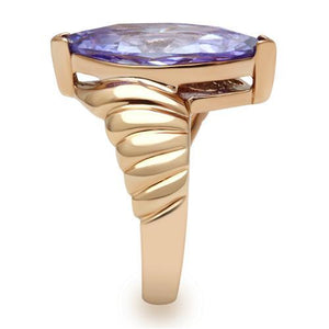 GL139 IP Rose Gold(Ion Plating) Brass Ring with AAA Grade CZ in Light Amethyst