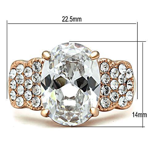 GL141 IP Rose Gold(Ion Plating) Brass Ring with AAA Grade CZ in Clear - Joyeria Lady