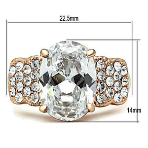 GL141 IP Rose Gold(Ion Plating) Brass Ring with AAA Grade CZ in Clear