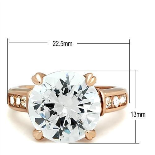 GL144 IP Rose Gold(Ion Plating) Brass Ring with AAA Grade CZ in Clear - Joyeria Lady