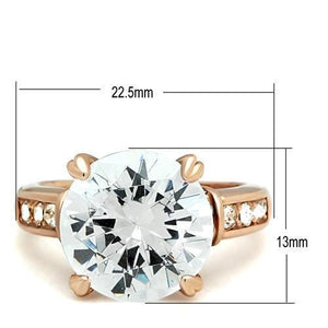 GL144 IP Rose Gold(Ion Plating) Brass Ring with AAA Grade CZ in Clear