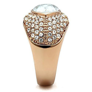 GL146 IP Rose Gold(Ion Plating) Brass Ring with Top Grade Crystal in Clear
