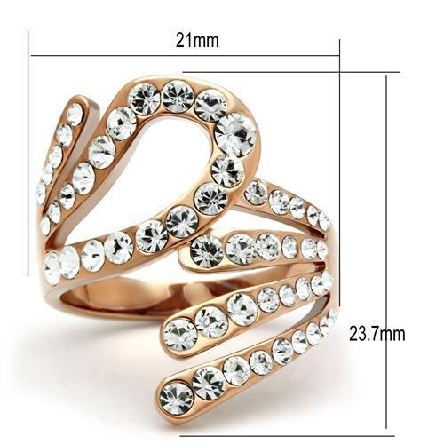 GL149 IP Rose Gold(Ion Plating) Brass Ring with Top Grade Crystal in Clear - Joyeria Lady