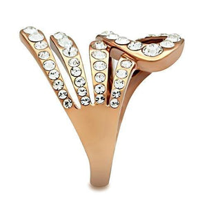 GL149 IP Rose Gold(Ion Plating) Brass Ring with Top Grade Crystal in Clear