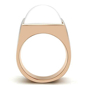 GL164 IP Rose Gold(Ion Plating) Brass Ring with Synthetic in White