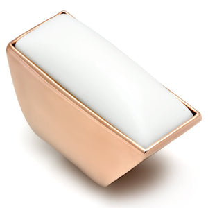GL164 IP Rose Gold(Ion Plating) Brass Ring with Synthetic in White - Joyeria Lady