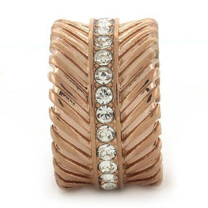 GL202 IP Rose Gold(Ion Plating) Brass Ring with Top Grade Crystal in Clear