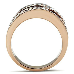 GL217 IP Rose Gold(Ion Plating) Brass Ring with Top Grade Crystal in Smoked Quartz