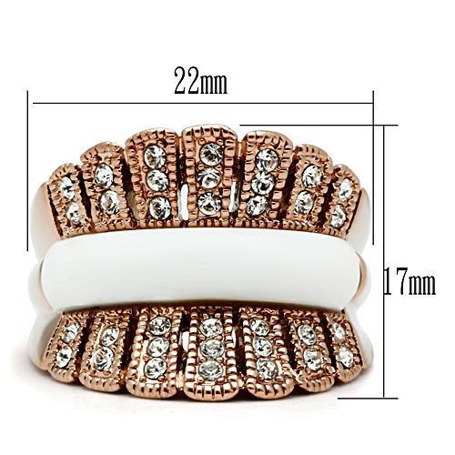 GL223 IP Rose Gold(Ion Plating) Brass Ring with Semi-Precious in White - Joyeria Lady