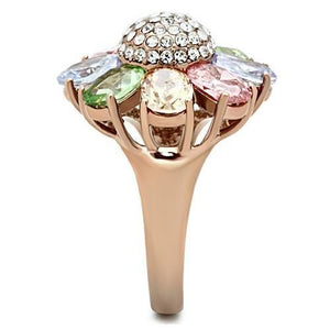 GL224 IP Rose Gold(Ion Plating) Brass Ring with AAA Grade CZ in Multi Color