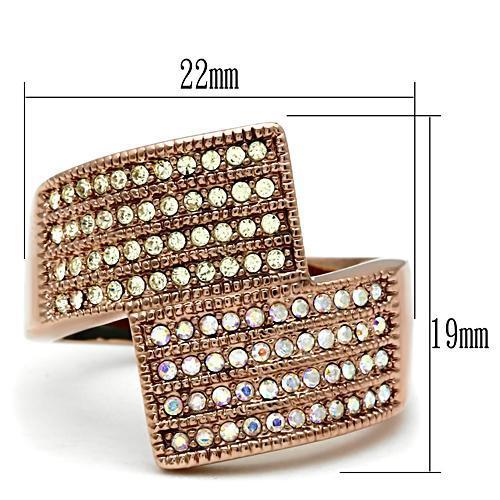 GL229 IP Rose Gold(Ion Plating) Brass Ring with Top Grade Crystal in Multi Color - Joyeria Lady