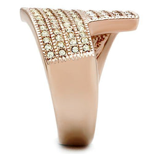 GL229 IP Rose Gold(Ion Plating) Brass Ring with Top Grade Crystal in Multi Color