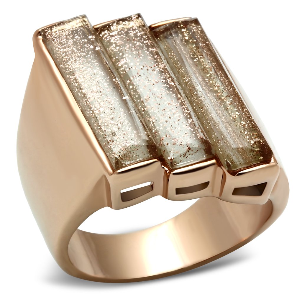 GL231 IP Rose Gold(Ion Plating) Brass Ring with Synthetic in Topaz - Joyeria Lady