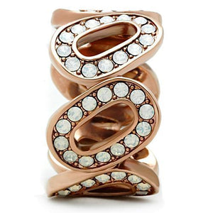 GL232 IP Rose Gold(Ion Plating) Brass Ring with Top Grade Crystal in Aurora Borealis (Rainbow Effect)