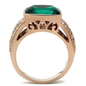 GL240 IP Rose Gold(Ion Plating) Brass Ring with Synthetic in Blue Zircon
