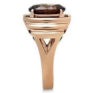 GL242 IP Rose Gold(Ion Plating) Brass Ring with AAA Grade CZ in Brown