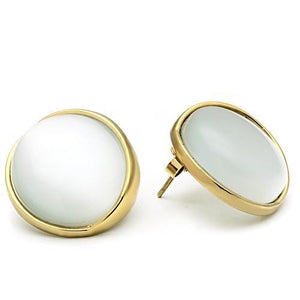 GL253 IP Gold(Ion Plating) Brass Earrings with Synthetic in White