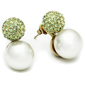 GL264 IP Gold(Ion Plating) Brass Earrings with Synthetic in White