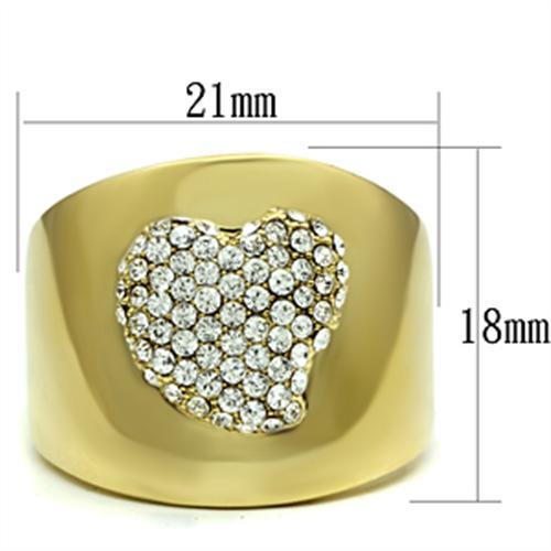 GL293 IP Gold(Ion Plating) Brass Ring with Top Grade Crystal in Clear - Joyeria Lady