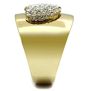 GL293 IP Gold(Ion Plating) Brass Ring with Top Grade Crystal in Clear