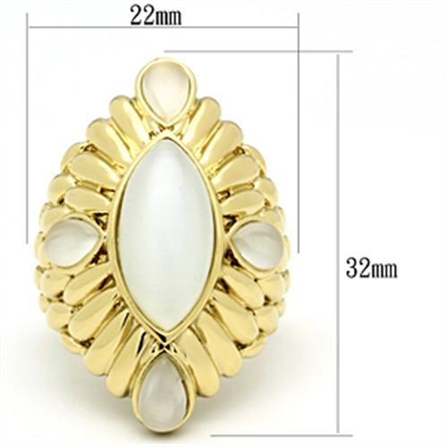GL294 IP Gold(Ion Plating) Brass Ring with Synthetic in White - Joyeria Lady