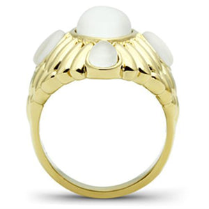 GL294 IP Gold(Ion Plating) Brass Ring with Synthetic in White