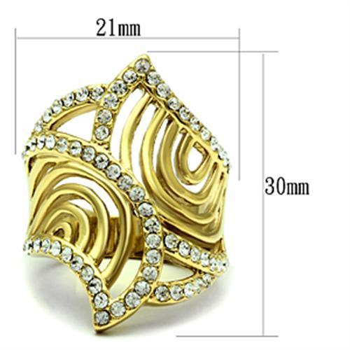 GL296 IP Gold(Ion Plating) Brass Ring with Top Grade Crystal in Clear - Joyeria Lady