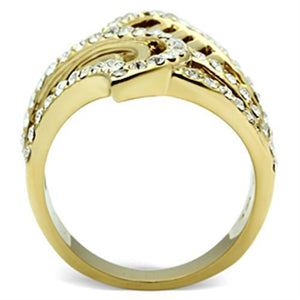 GL296 IP Gold(Ion Plating) Brass Ring with Top Grade Crystal in Clear