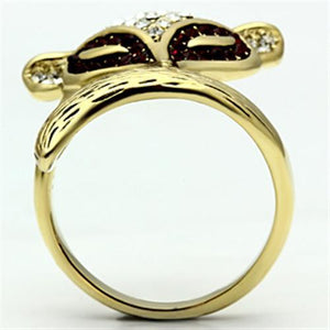 GL297 IP Gold(Ion Plating) Brass Ring with Top Grade Crystal in Multi Color