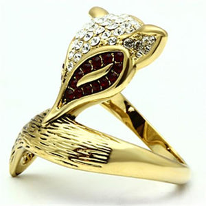 GL297 IP Gold(Ion Plating) Brass Ring with Top Grade Crystal in Multi Color