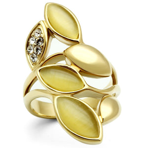 GL302 IP Gold(Ion Plating) Brass Ring with Synthetic in Citrine Yellow - Joyeria Lady