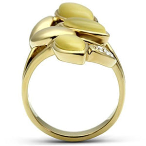 GL302 IP Gold(Ion Plating) Brass Ring with Synthetic in Citrine Yellow