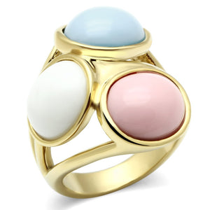 GL303 IP Gold(Ion Plating) Brass Ring with Synthetic in Multi Color - Joyeria Lady